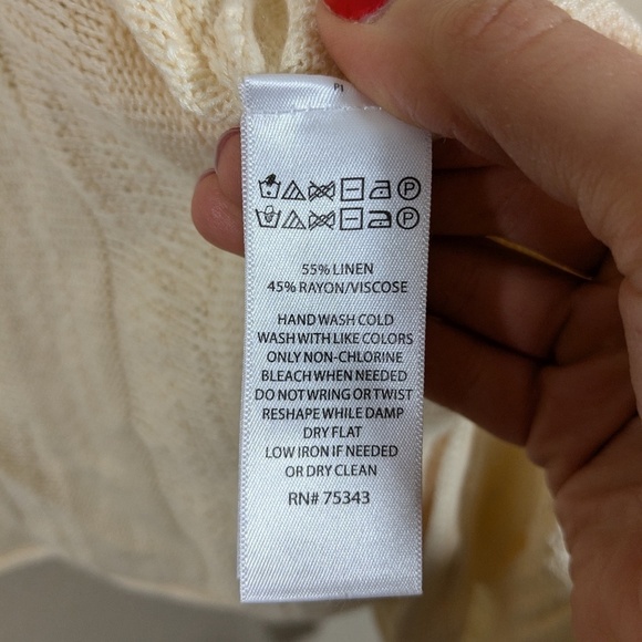 Joie Ivory Linen Blend Short Sleeve Open Front Cardigan Size XL - Picture 4 of 4